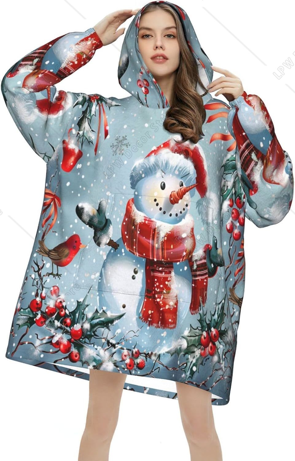 Christmas Snowman Wearable Bla - огляд і ціна Sherpa Hoodie Fleece