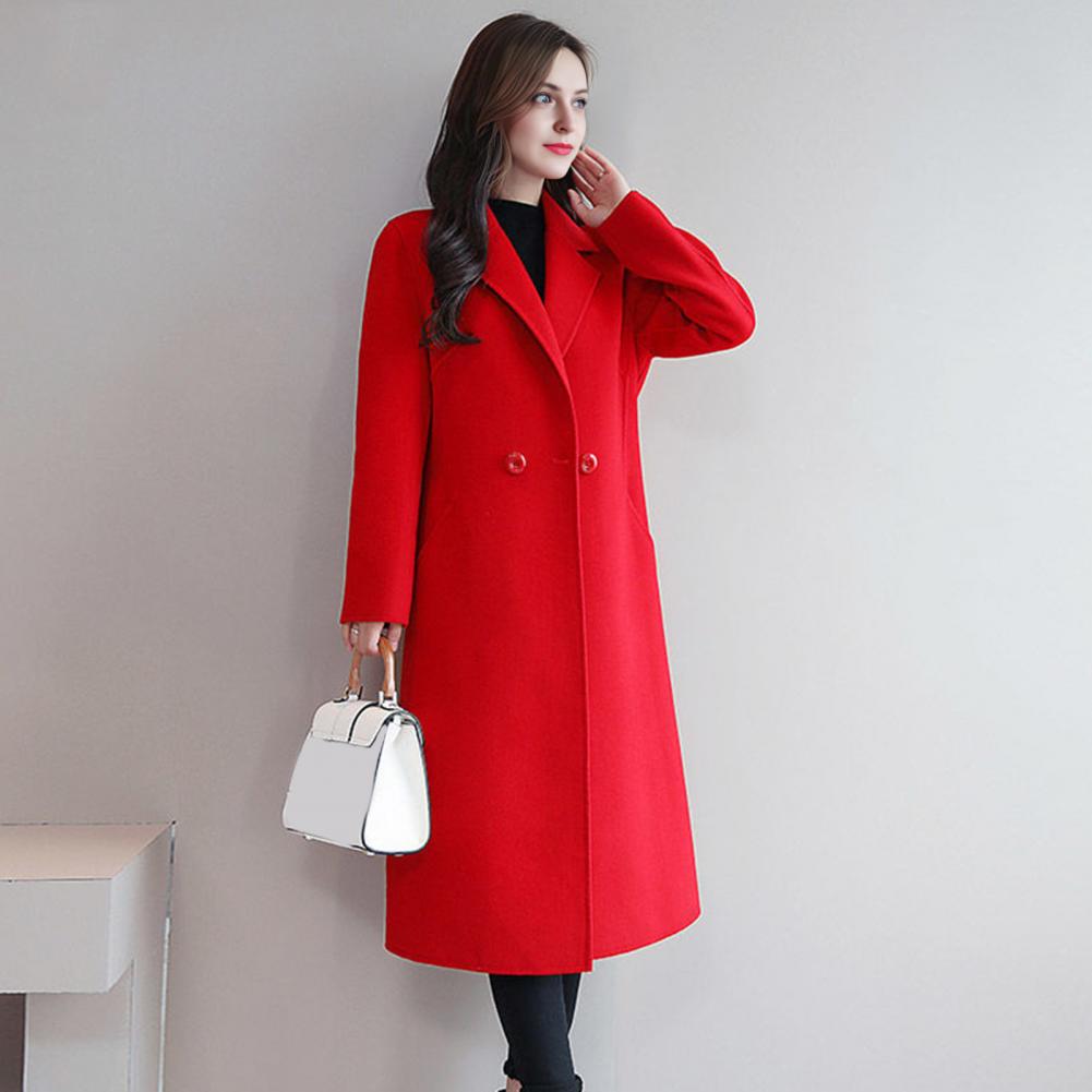 Women Wool Coat Solid Color Lo - огляд і ціна Wool Coat Peacoat