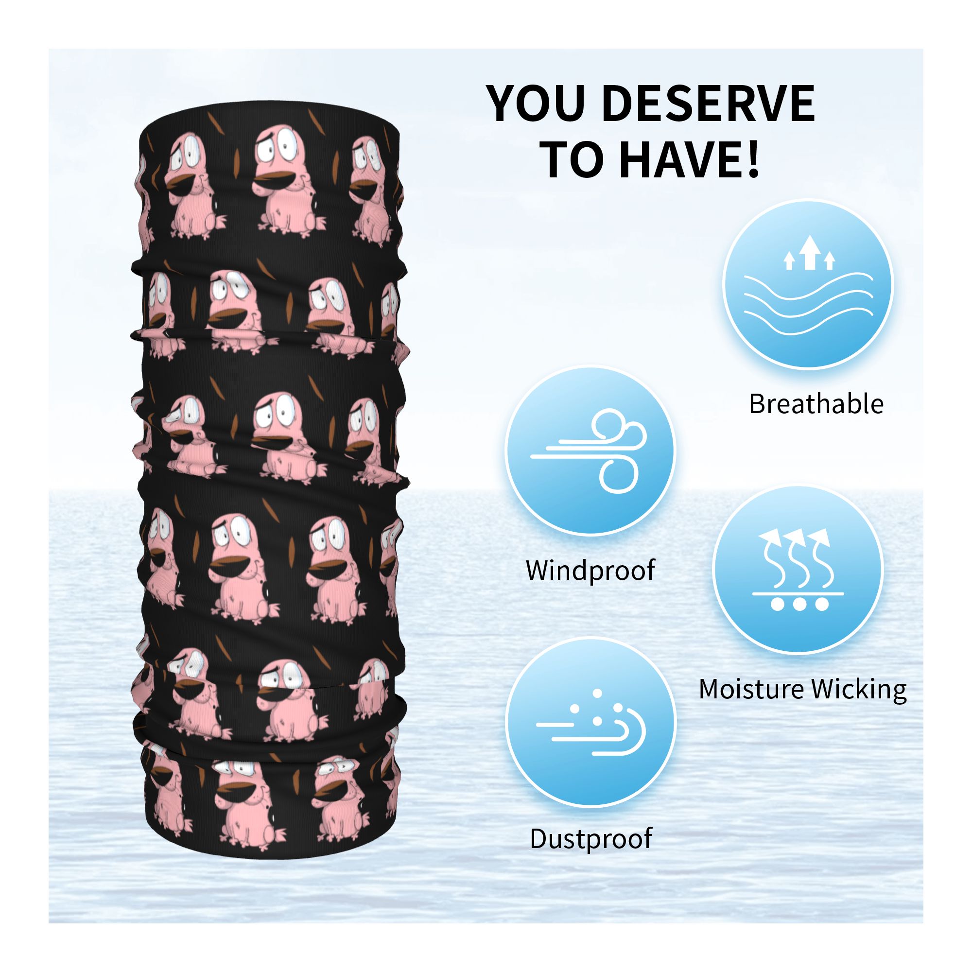 Custom Cartoon Courage Dog Win - огляд і ціна Neck Gaiter Fleece