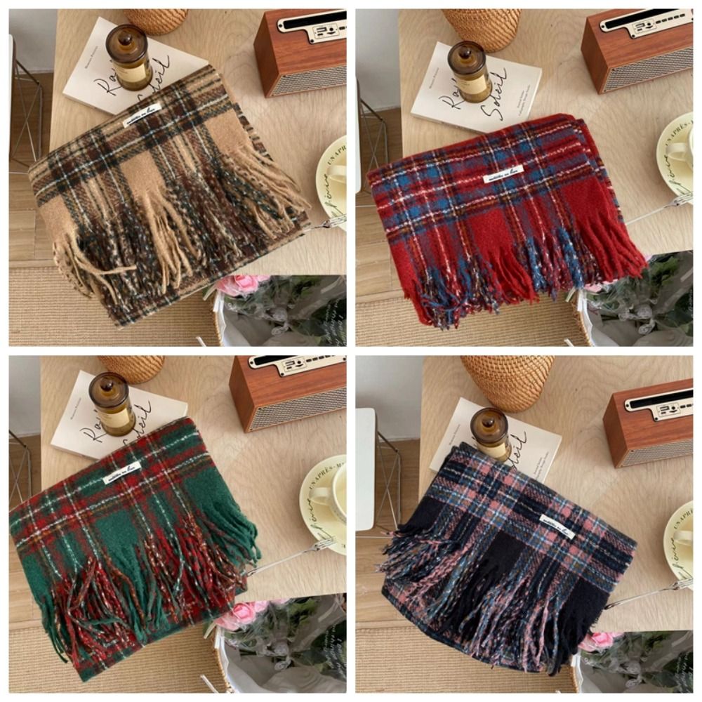 Windproof Tassel Plaid Wool Sc - огляд і ціна Wool Scarf Men