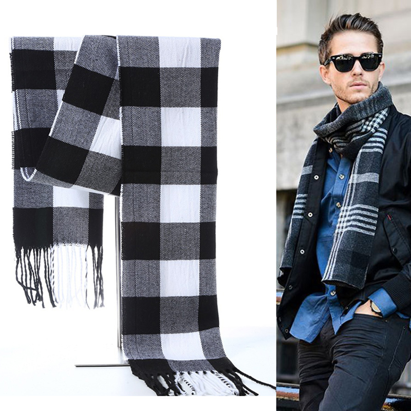Winter Men Scarf Plaid Stripe  - огляд і ціна Wool Scarf Men