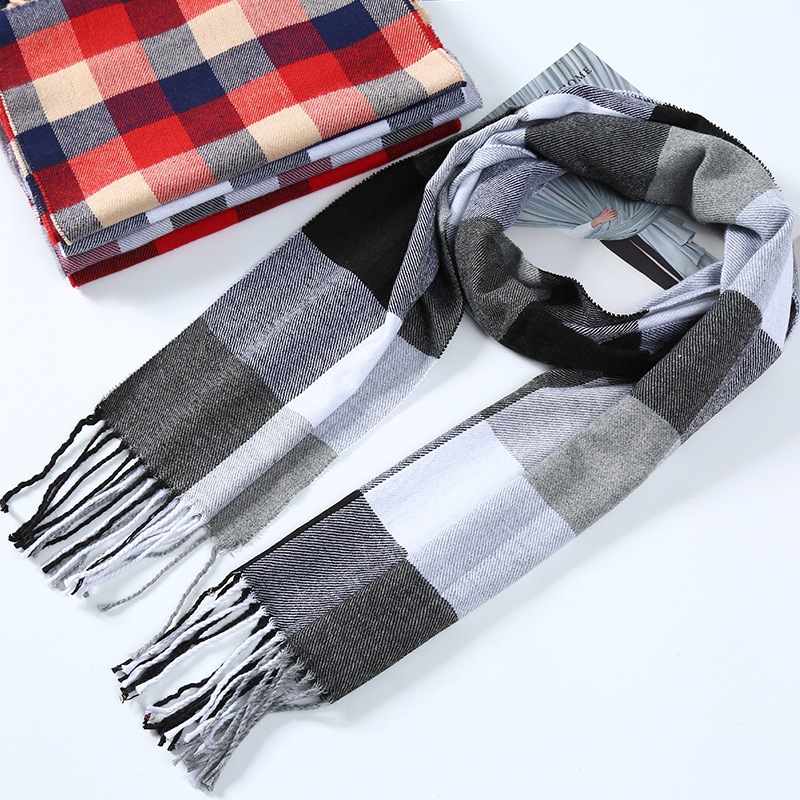 Winter Men Scarf Plaid Stripe  - огляд і ціна Wool Scarf Men